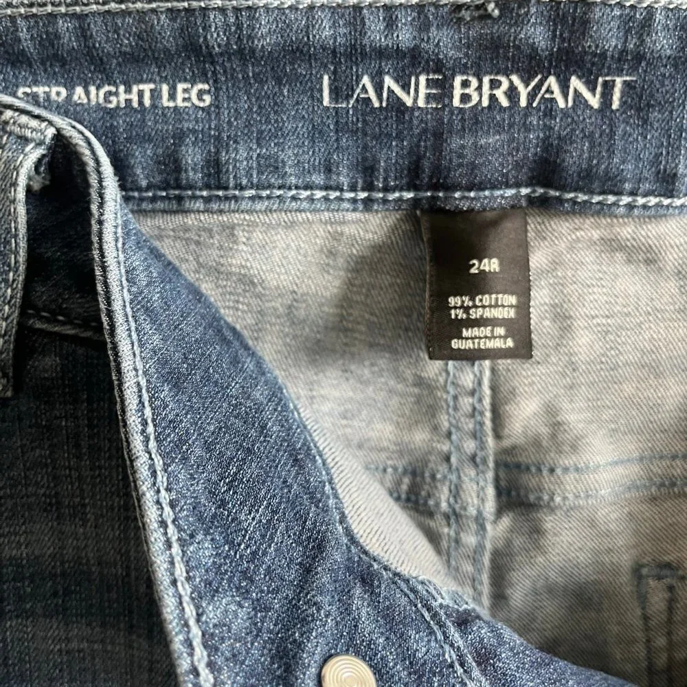 Lane Bryant Women's Straight Leg Medium Wash Distressed Jeans Size 24